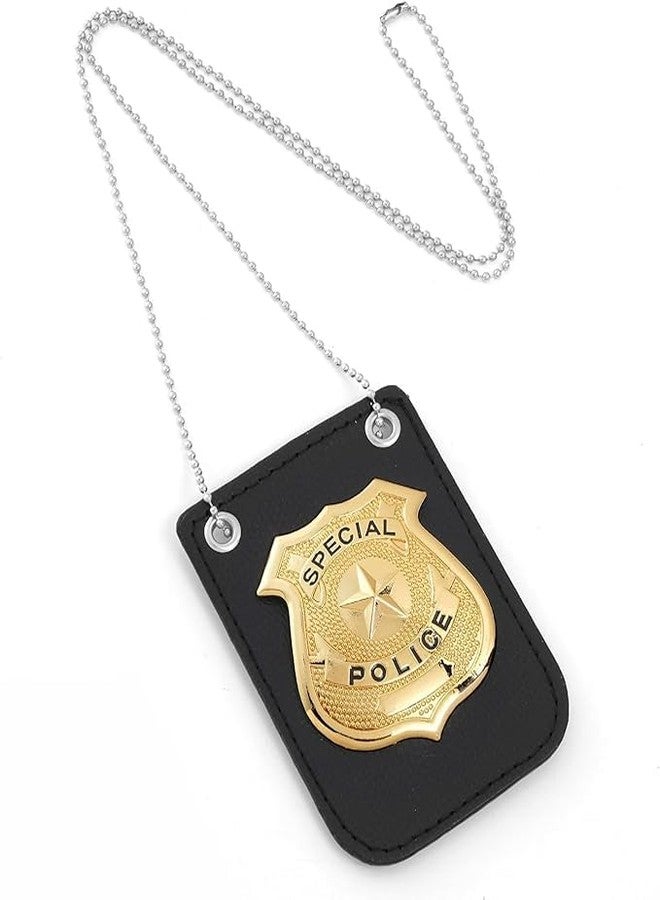 Finduat Police Badge with Chain and Belt Clip, Gold Detective Role Play Costume Accessory - Image 3